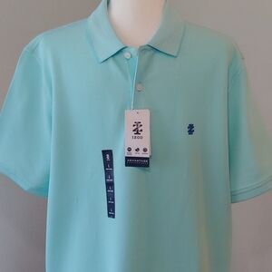 Izod Performance Men's Polo Sport Shirt in Aquamarine Cotton Blend Large NWT